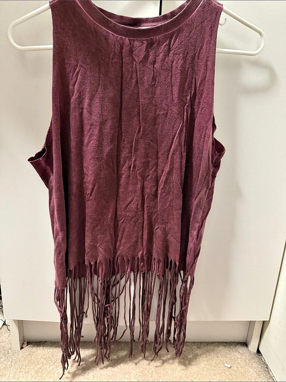 Chik clothing Fringe Tank Top in Purple Size Medium